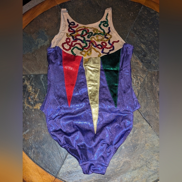 Handcrafted Artistic Swimming Circus Colors One Piece Bathing Suit Size 34/36 - Picture 5 of 9